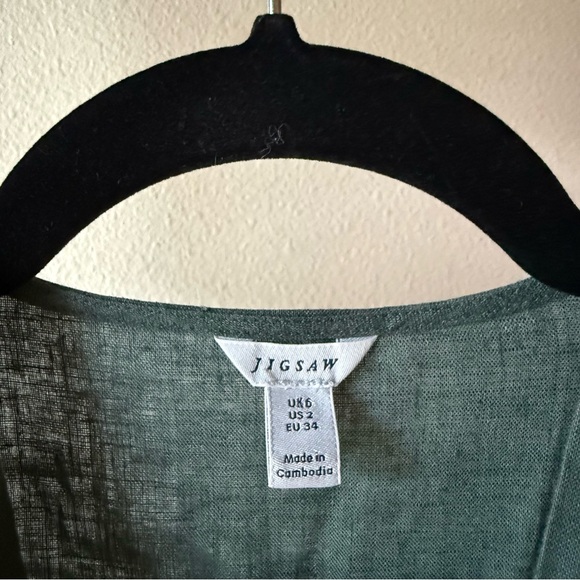 Jigsaw linen Deep Green Wrap Mini Dress - Picture 3 of 4